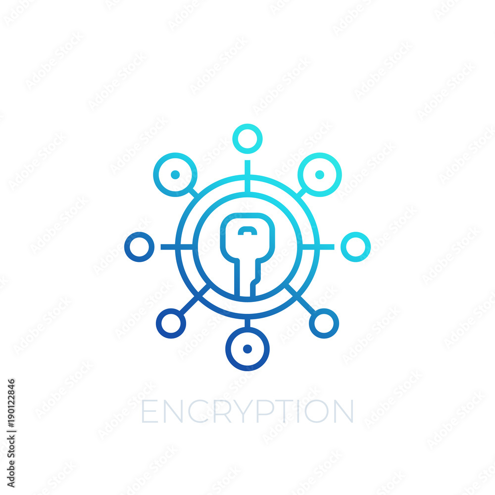 Poster encryption vector line icon on white