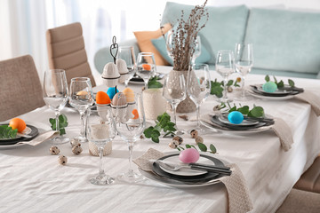 Beautiful festive Easter table setting