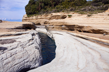 Sidari, Corfu, Greece. Rock formation of Canal D'Amour in Sidari. Canal of Love.