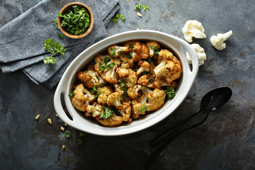 Roasted cauliflower with pine nuts and parsley