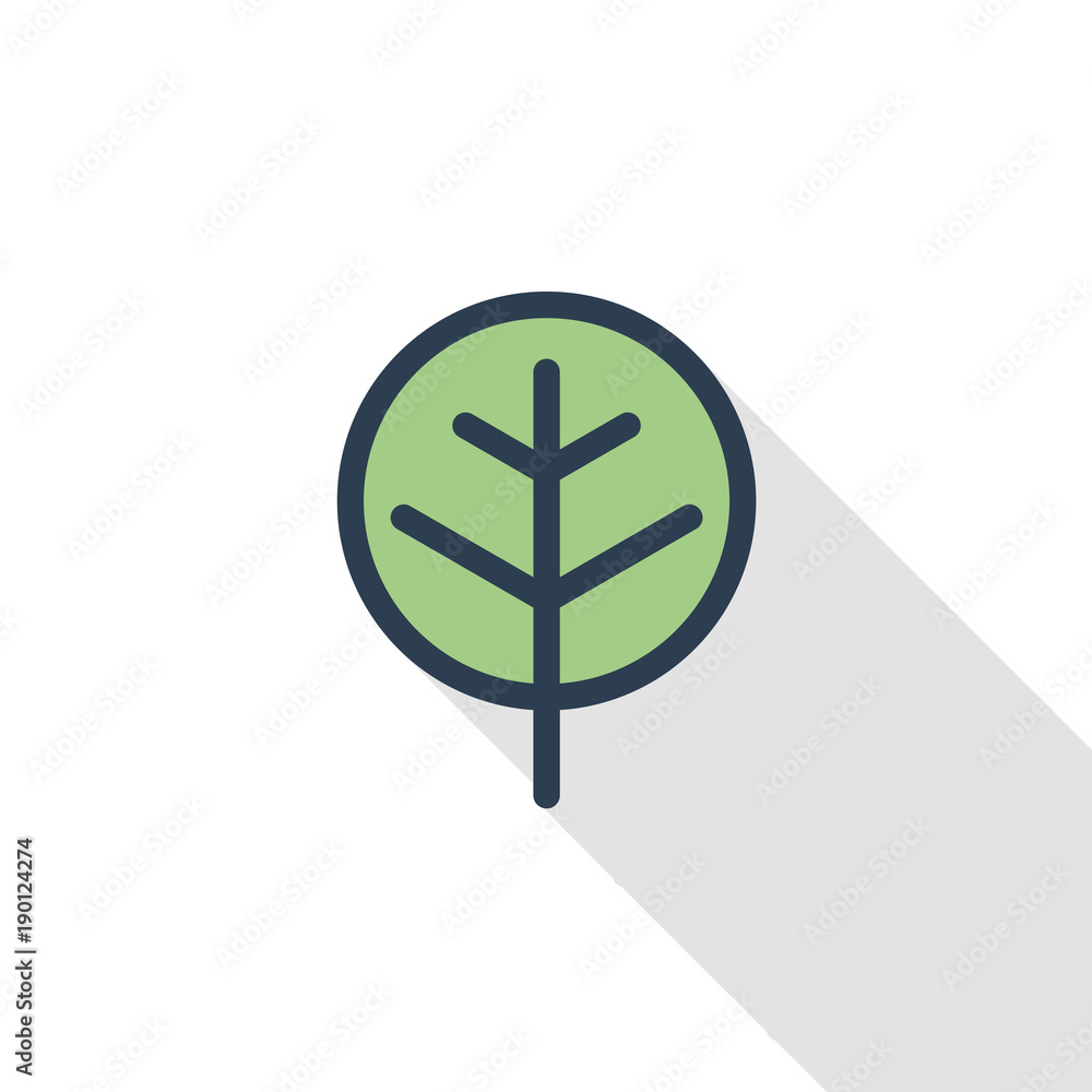 Poster tree thin line flat color icon. linear vector illustration. pictogram isolated on white background. 