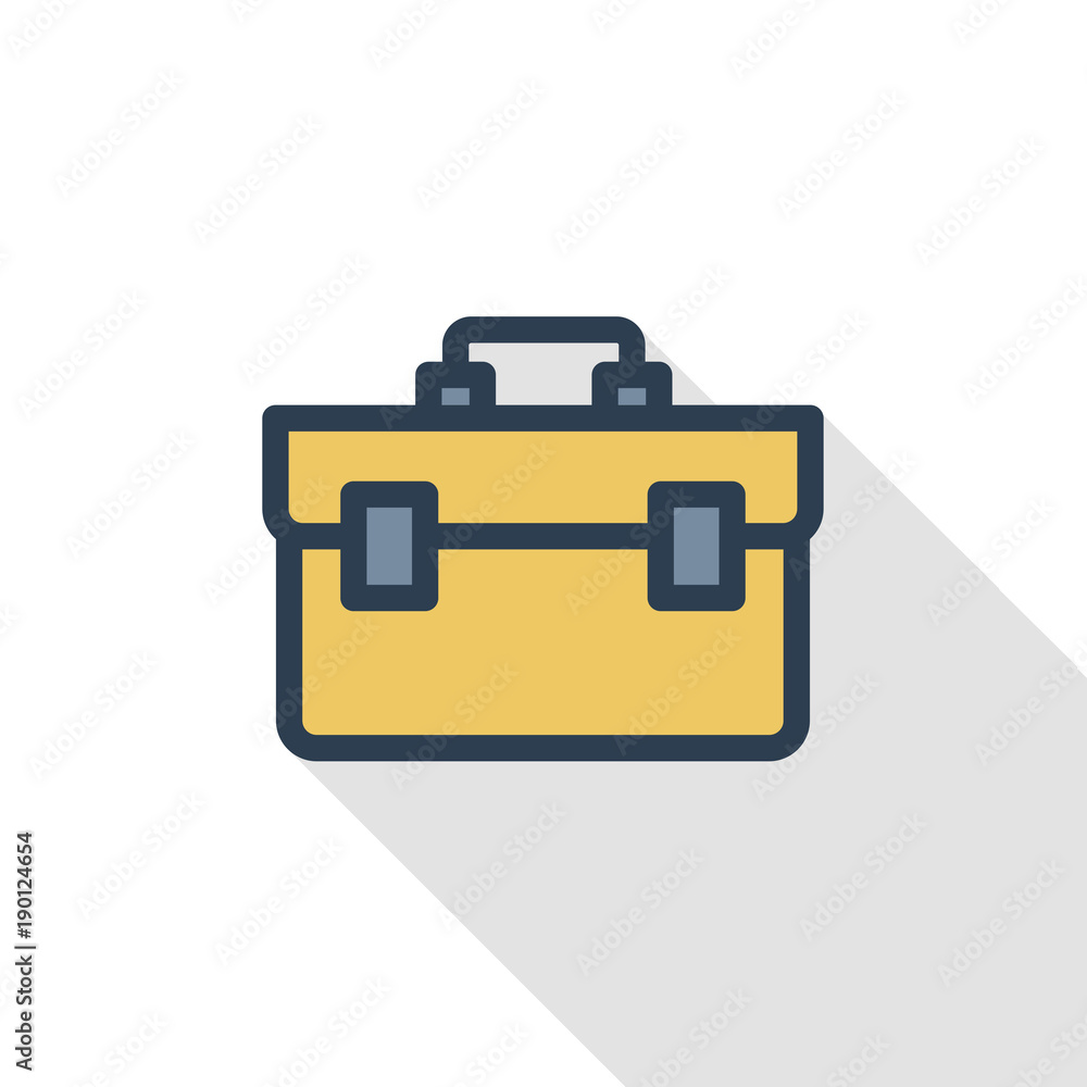 Poster toolbox thin line flat color icon. linear vector illustration. pictogram isolated on white backgroun