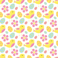 Cute easter seamless pattern. Spring repeating textures. Children's, baby, kids endless background, paper, wallpaper. Vector illustration