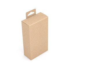 Kraft paper Box packaging with Hang Tab Mockup, 3d rendering