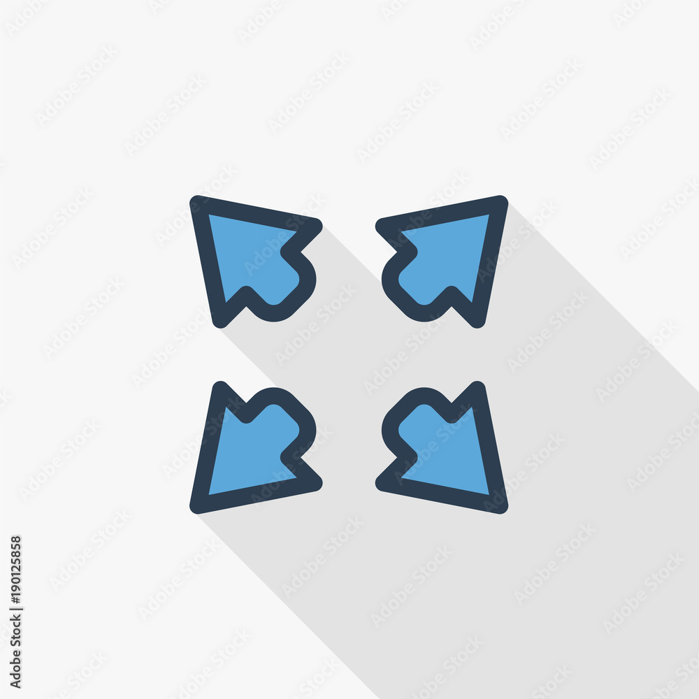 Poster arrows vector icon. outside thin line flat color icon. linear vector illustration. pictogram isolate