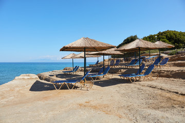 Sidari, Corfu Island, Greece. Sunny day with no people on Canal D’amour Beach.