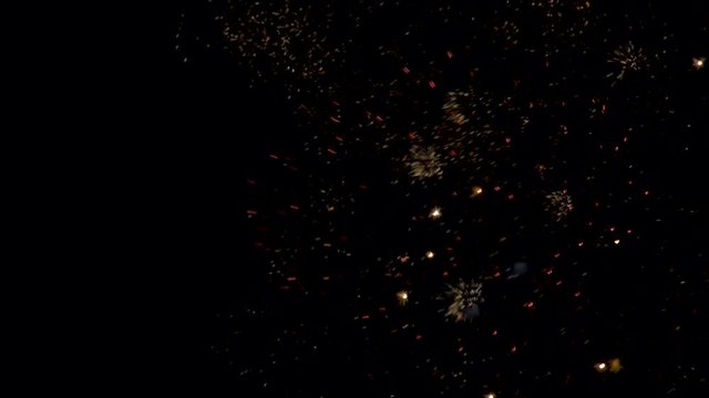 4K clip of fireworks celebration exploding at night time
