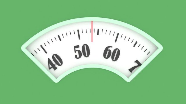 Bath scale dial. Measurement instrument in kilogram for a diet control.