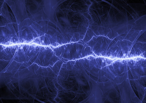 Blue electrical lightning background, energy and power abstract