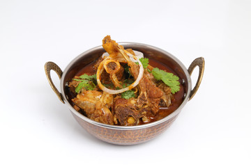 Indian or Rajasthani non veg food. Indian style meat dish or mutton curry.