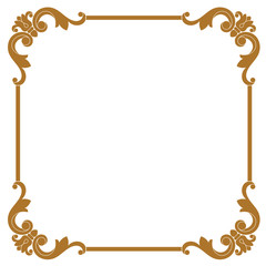 Golden vintage border frame engraving with retro ornament pattern in antique baroque style decorative design. Vector
