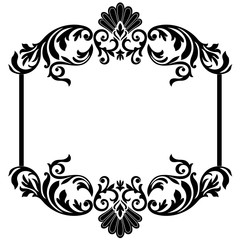 Vintage border frame engraving with retro ornament pattern in antique baroque style decorative design. Vector