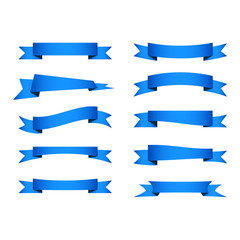 Set of blue ribbons