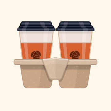 Two Take-out Coffee In Holder