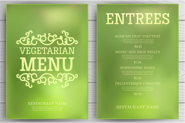 Restaurant Vegetarian Menu Cards Design template.