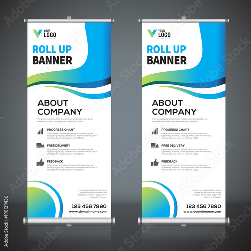 Roll Up Banner Design Template Vertical Abstract Background