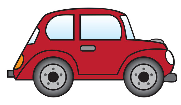 A red cartoon car is ready to roll