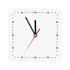 Classic square wall clock isolated on white. Empty dial watch. Vector