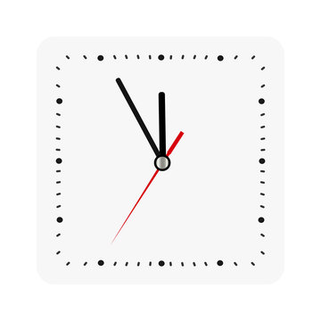 Classic Square Wall Clock Isolated On White. Empty Dial Watch. Vector