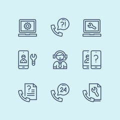 Outline Support, service, help simple line icons for web and mobile design pack 4