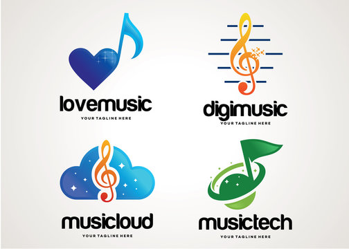 Music Logo Set Template Design Vector, Design Concept, Creative Symbol