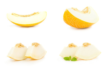 Collection of fresh sweet melon isolated on a white background with clipping path