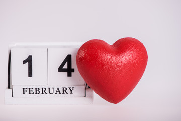 eternal calendar with valentine´s day date 14 February and hearts love concept for valentine´s background