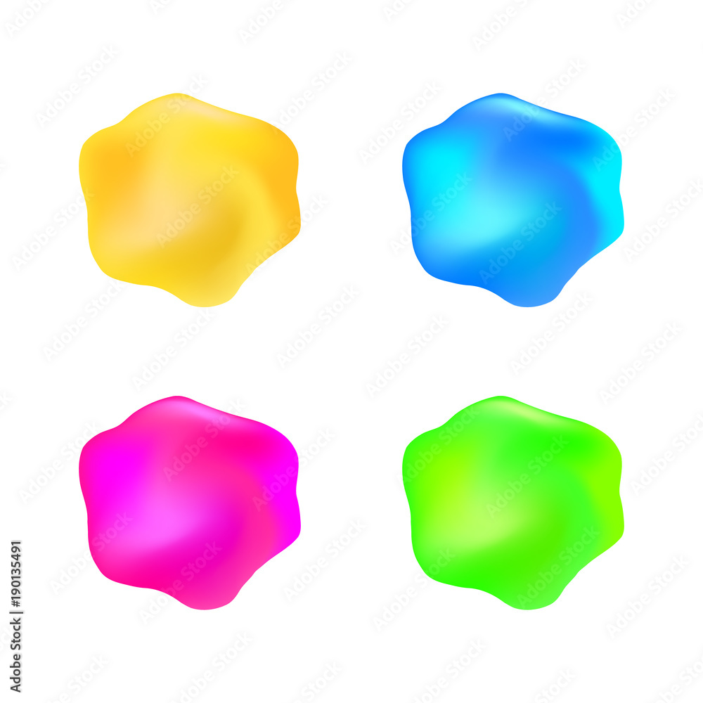 Poster abstract color glossy formless jelly liquid design element set
