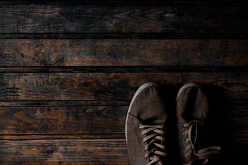 Shoes on the dirty floor 