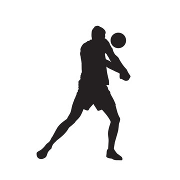 Volleyball player, passing ball, isolated vector silhouette