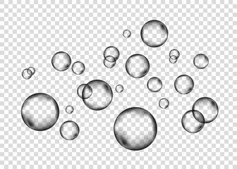  Underwater fizzing air bubbles on transparent  background.
