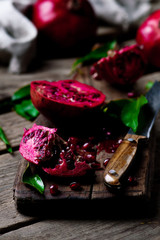 Fresh organic jucy Pomergranate.selective focus