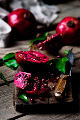 Fresh organic jucy Pomergranate.selective focus