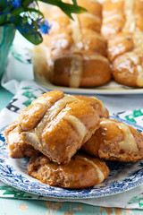 Easter cross buns..traditional easter pastries.