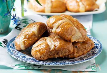 Easter cross buns..traditional easter pastries.