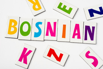 word Bosnian made of colorful letters