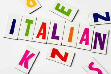 word Italian made of colorful letters
