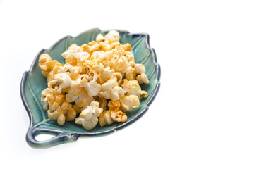 Popcorn on white background.