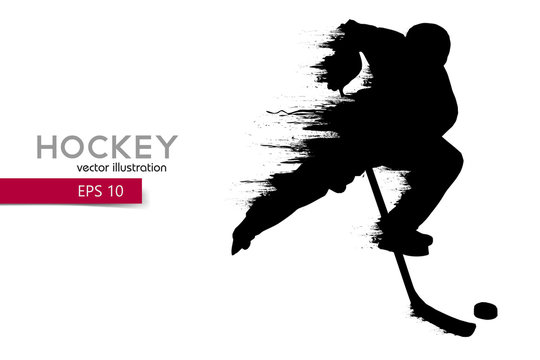 silhouette of a hockey player. Vector illustration