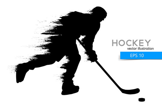 silhouette of a hockey player. Vector illustration