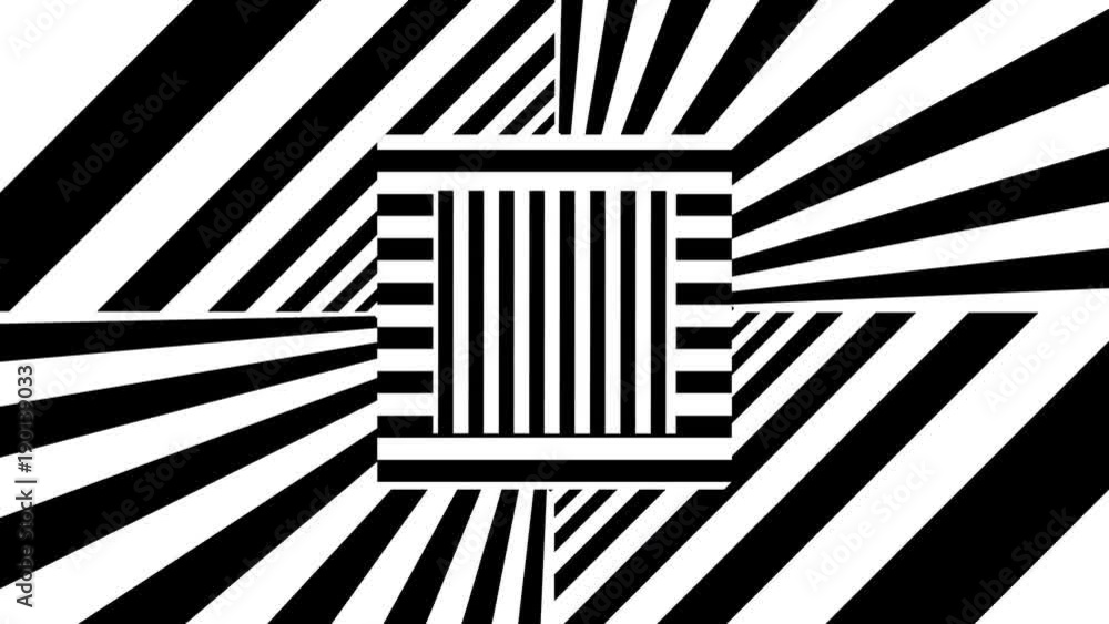 Poster abstract background with black and white stripes. seamless loop