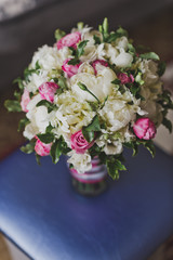 Beautiful bouquet of large white roses and greenery 456.