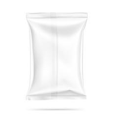 Mockup of food pillow bag isolated on white background. Vector illustration ready and simple to use for your design.