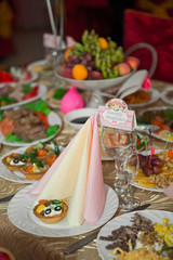 Meals with cold snacks on the festive table 481.