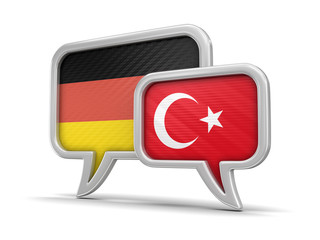 Speech bubbles with flags. Image with clipping path