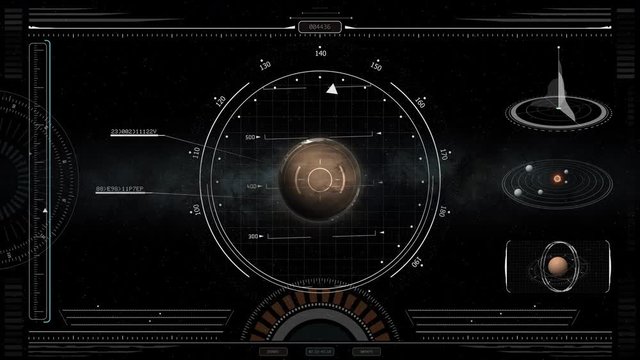 HUD Display Spacecraft Mars Approach Screen. view in space of a spacecraft HUD display approaching the mars planet