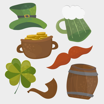 Set of St. Patricks Day icons. Isolated on white