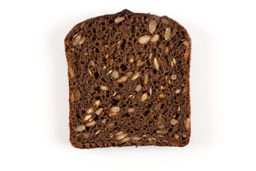 Black bread slice isolated