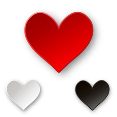 Heart icons set. Paper art style hearts. Vector illustration 