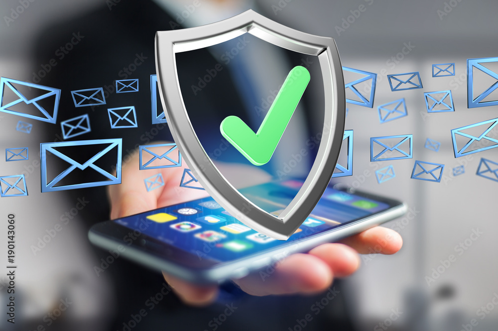 Poster shield symbol displayed on a futuristic interface - 3d rendering